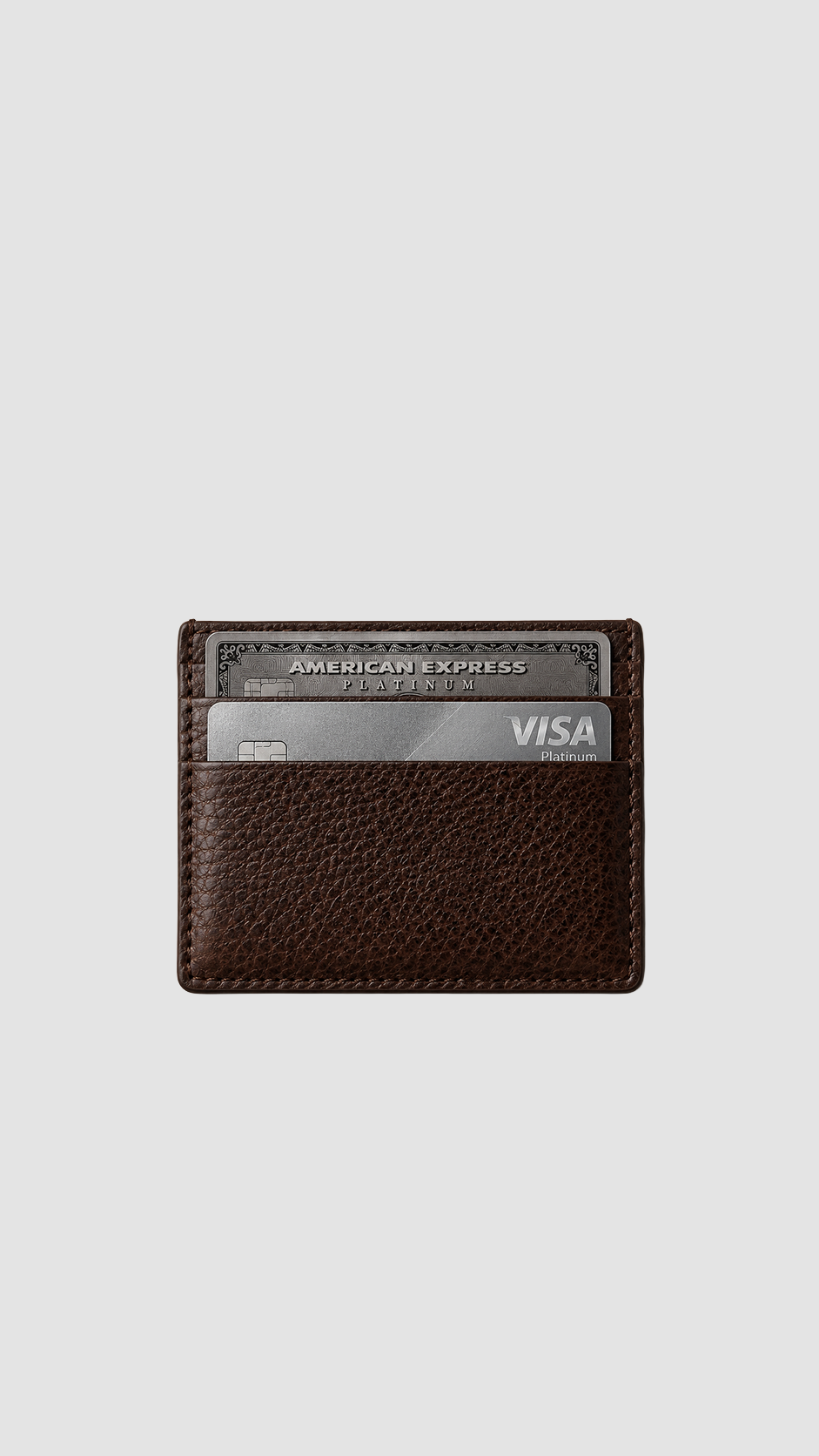 brown leather card holder 0001 front view with card pocket