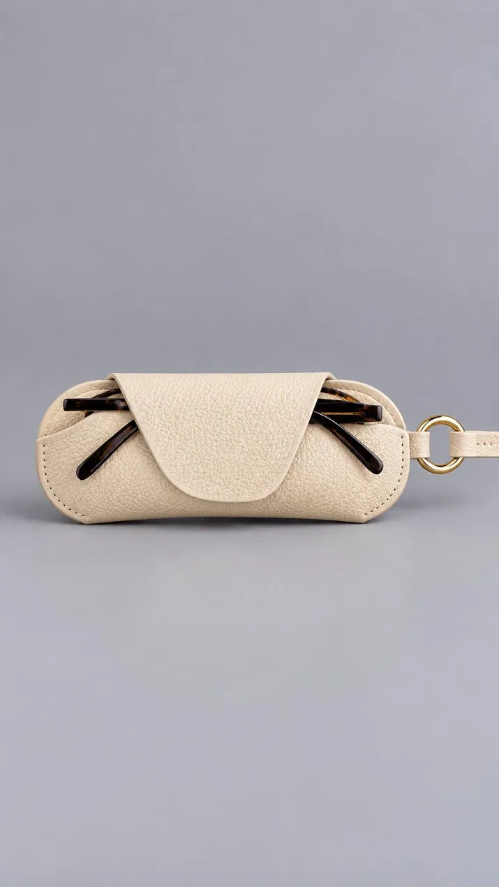 Leather Corporate Gift Set - Leather Cosmetic Pouch and Leather Eyewear Case Ivory image 3