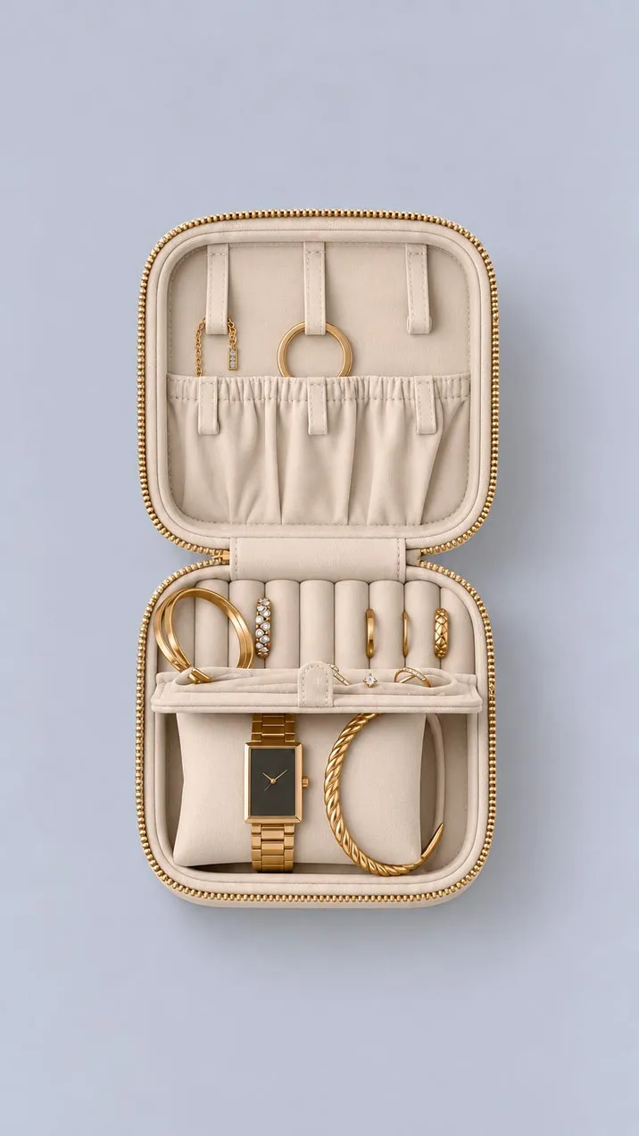 Leather Corporate Gift Set - Leather Lipstick Case and Leather Jewelry Case Ivory image 3