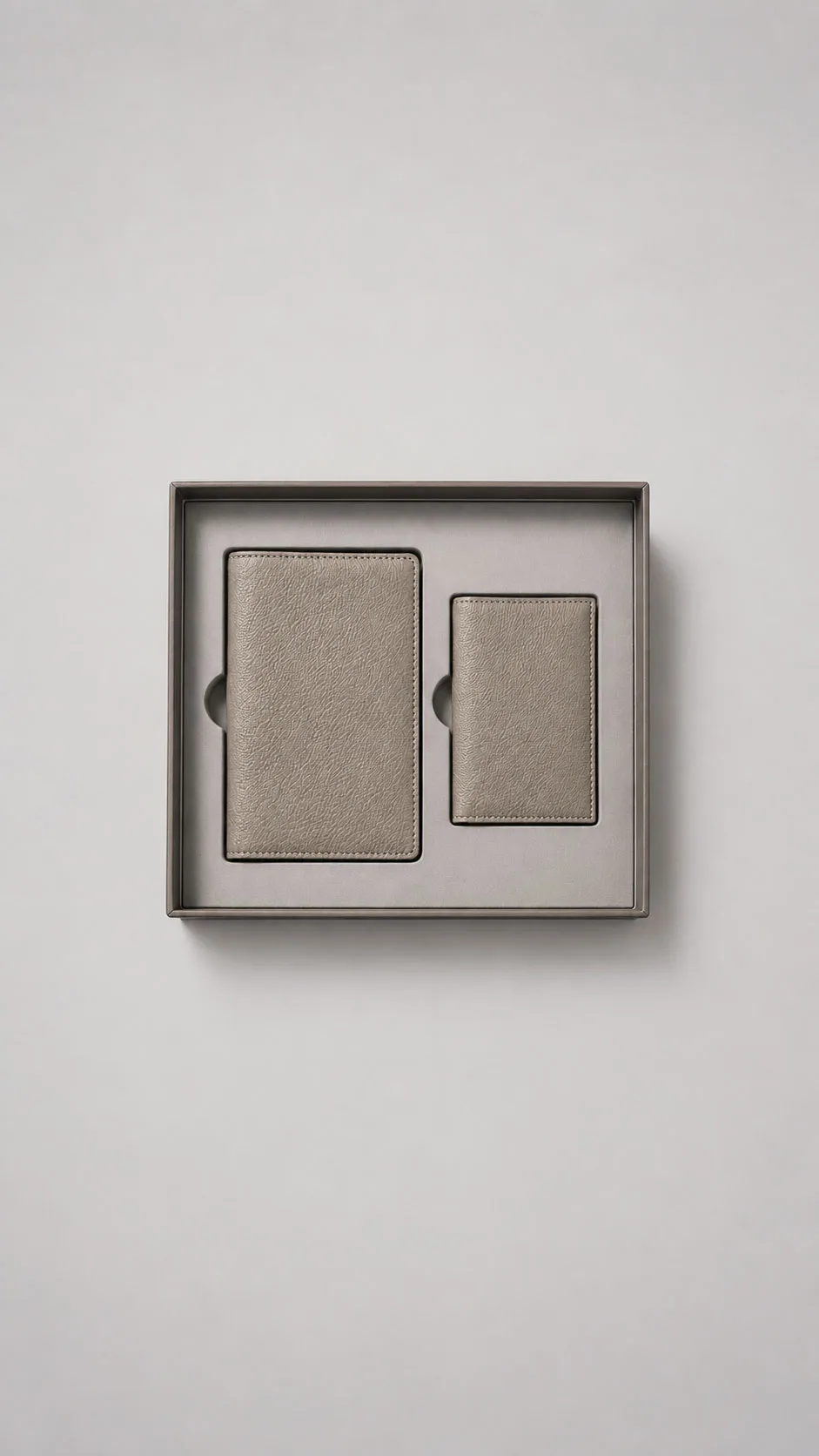 Leather Corporate Gift Set - Leather Passport Holder and Leather Card Case Taupe image 1