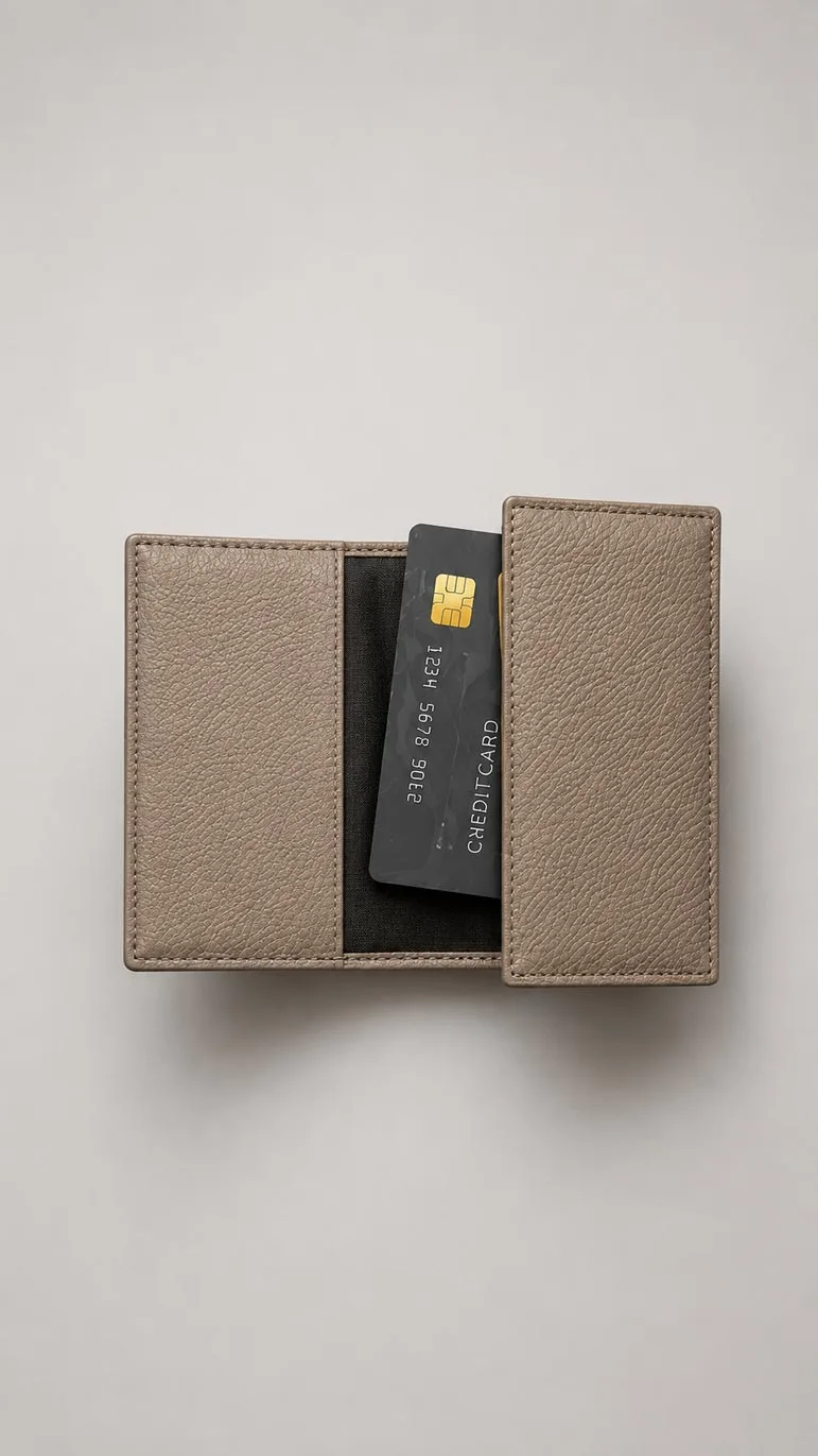 Leather Corporate Gift Set - Leather Card Holder and Leather Keychain Taupe image 2