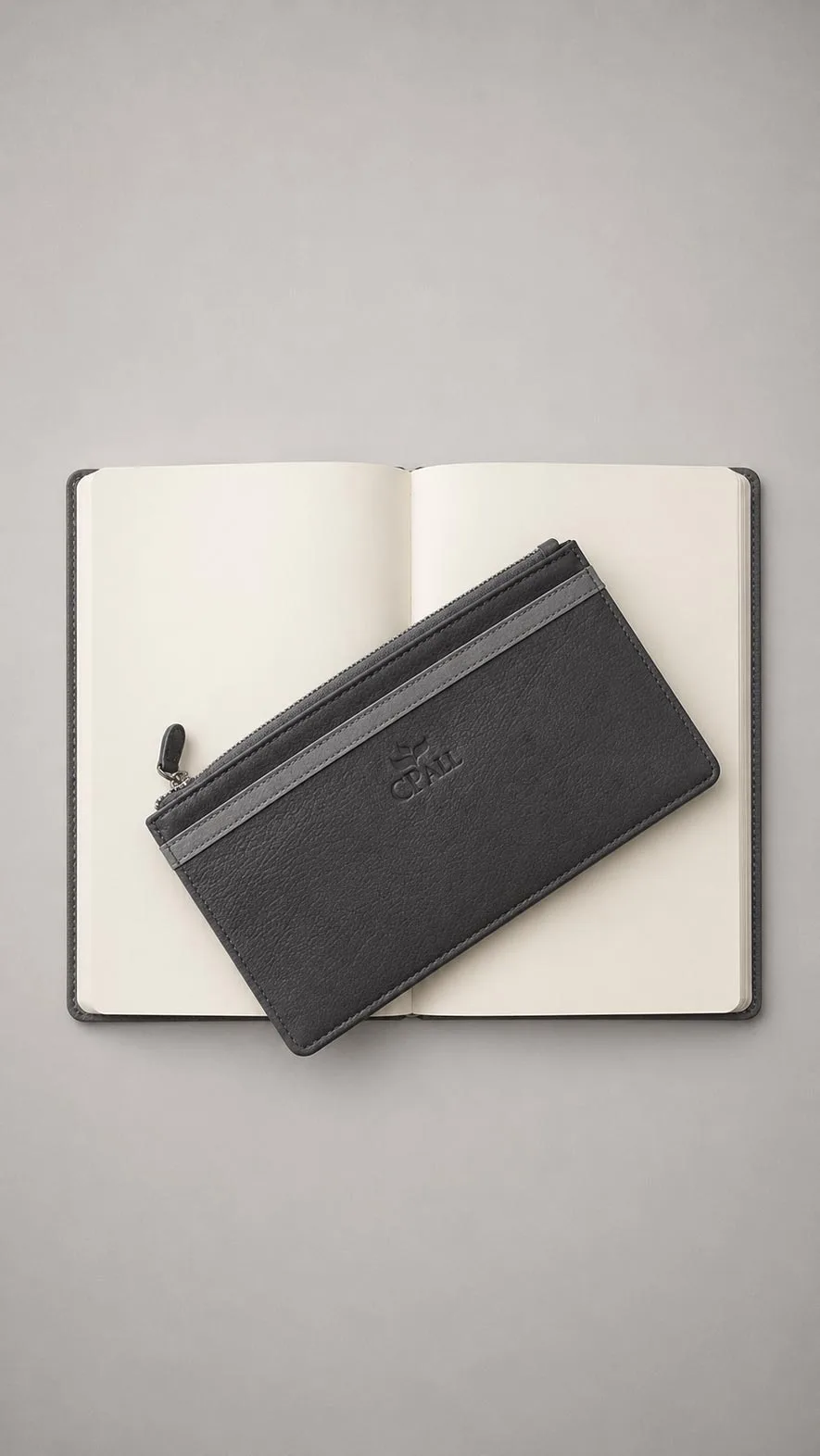 Leather Corporate Gift Set - Leather Folder Organizer and Leather Stationery Pouch Grey image 3