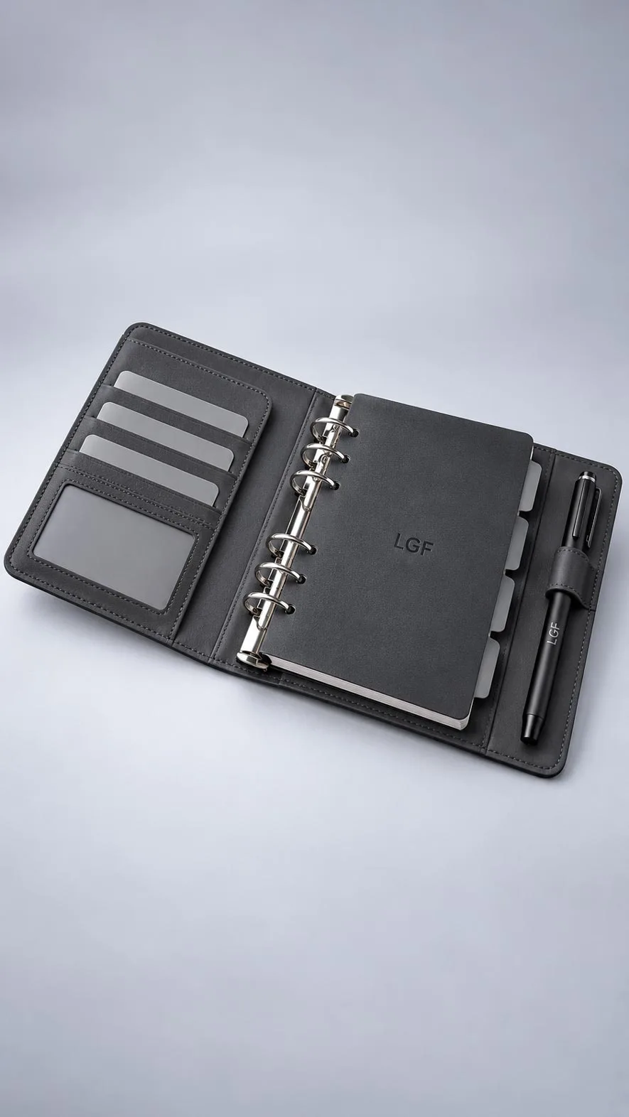 Leather Corporate Gift Set - Leather Notebook Organizer with Hot Water Bottle Grey image 2
