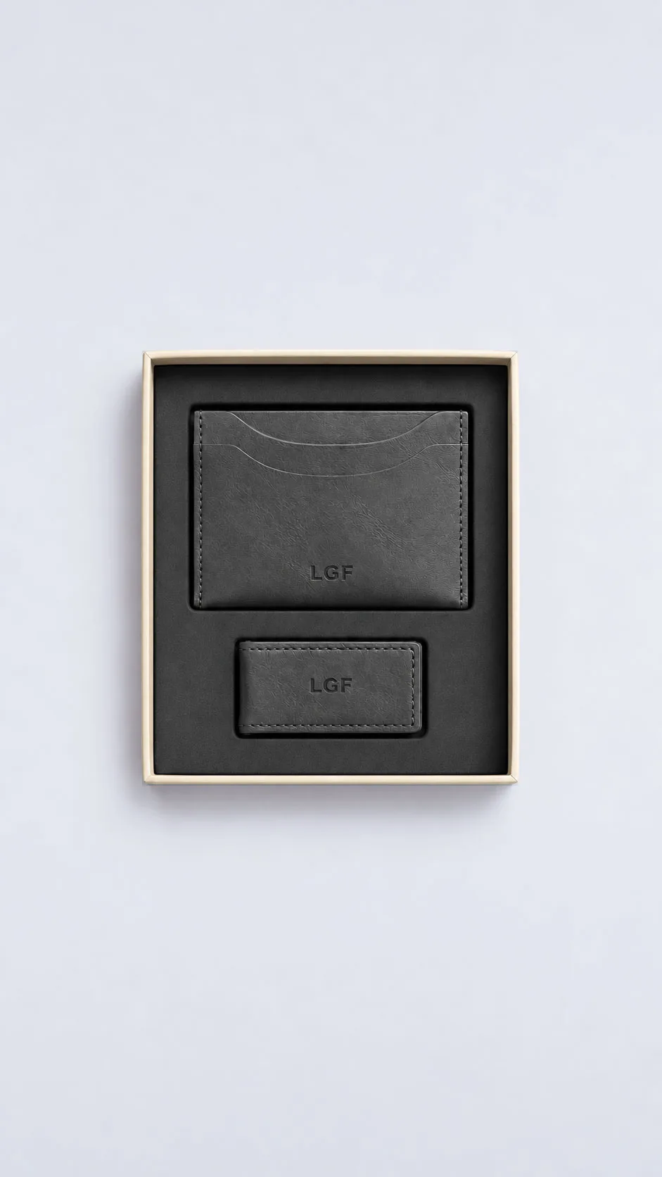 Leather Corporate Gift Set - Leather Card Holder and Leather Money Clip Grey image 1