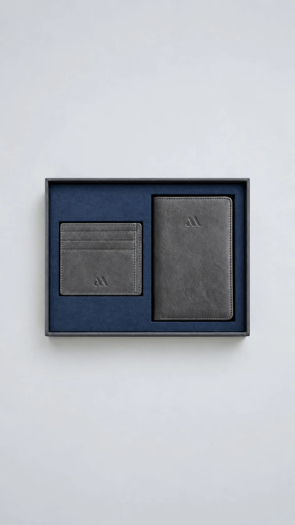Leather Corporate Gift Set - Leather Card Holder and Leather Passport Holder Grey image 1