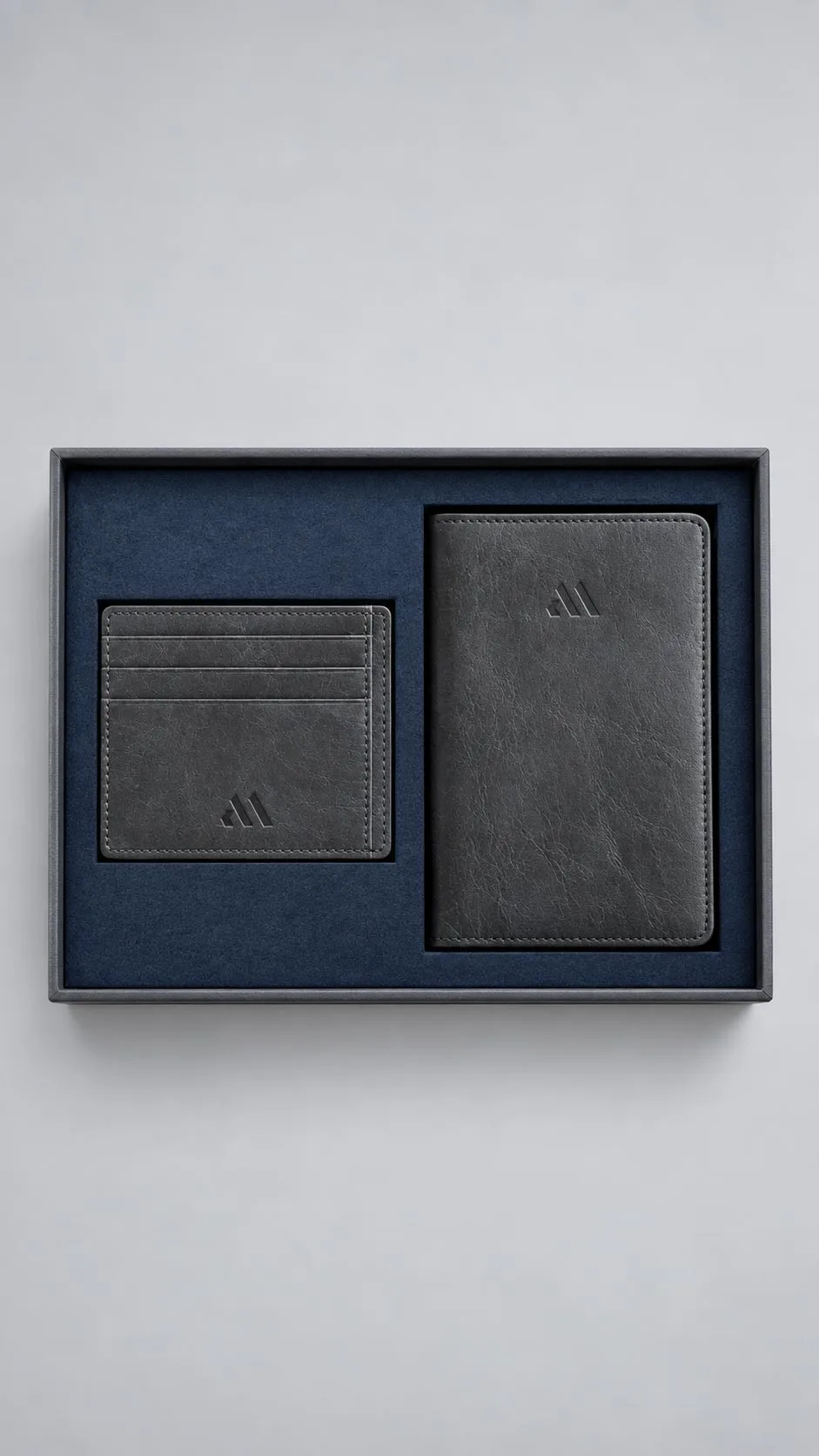 Leather Corporate Gift Set - Leather Card Holder and Leather Passport Holder Grey image 1