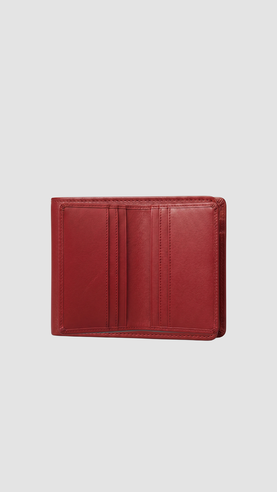 Red leather wallet 120921 premium stitching detail