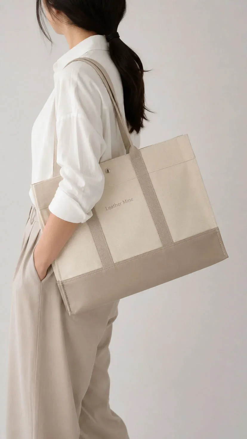 Canvas Tote Bag กระเป๋าผ้าแคนวาส HB3002 เรียบหรู ใส่ง่าย แมทช์ได้ทุก Look – มุมที่ 3