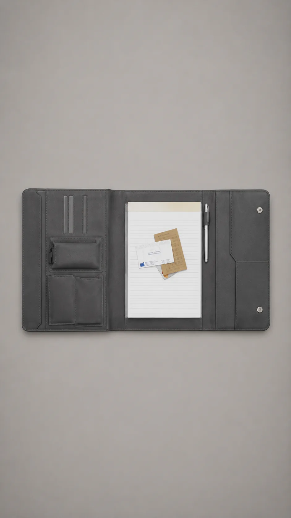 A4 Tri-Fold Leather Portfolio Organizer 4598 image 2