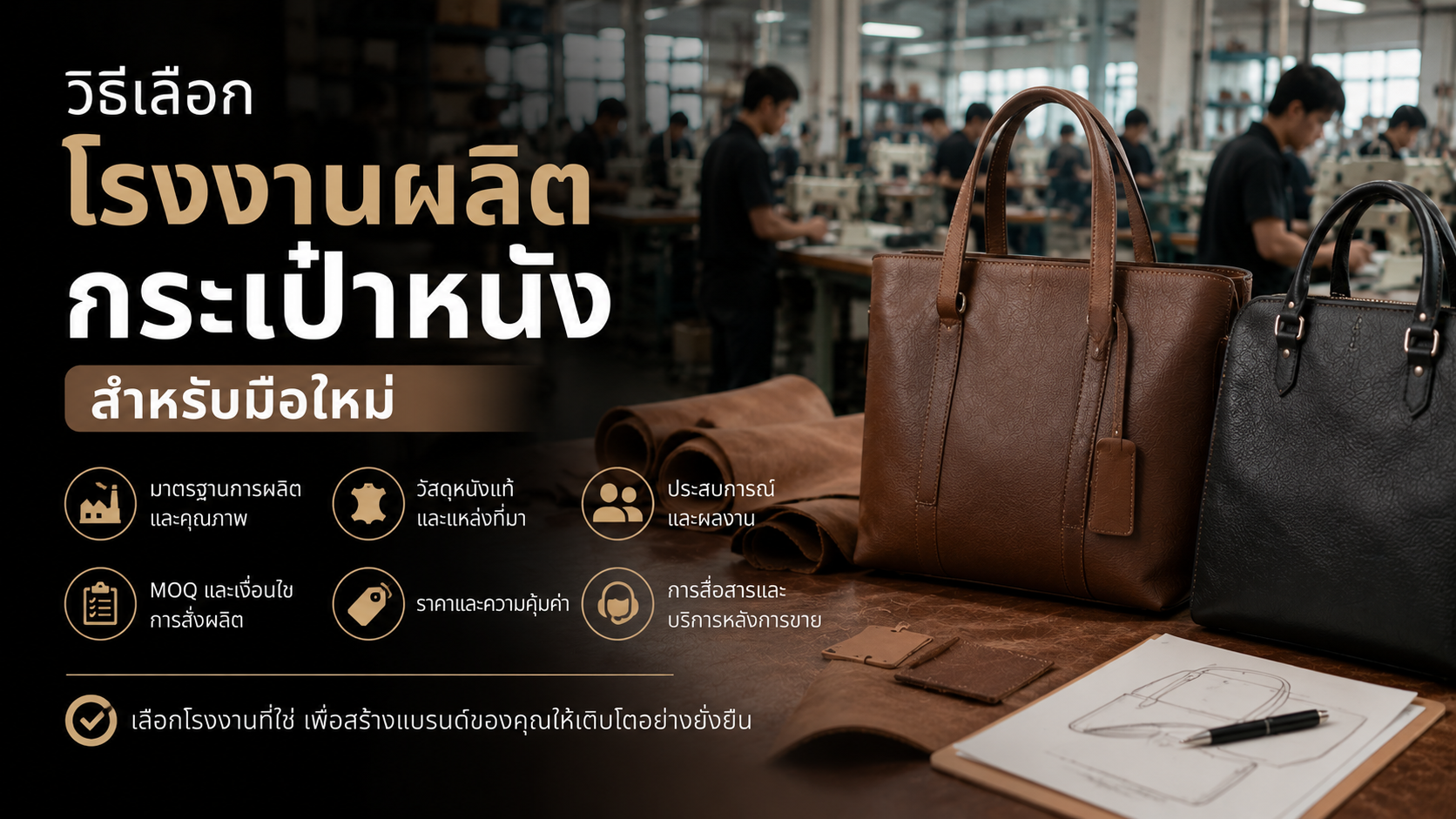 แบรนด์กระเป๋าหนังเริ่มต้นอย่างไร: Case Study จากโจทย์สินค้าไปสู่การผลิต