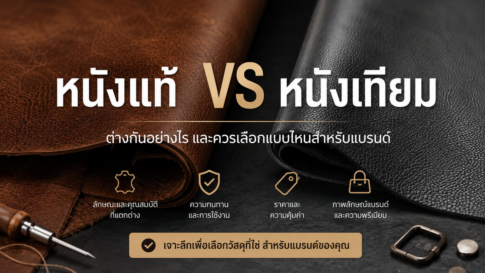 หนังแท้ VS หนังเทียม ต่างกันอย่างไร และควรเลือกแบบไหนสำหรับแบรนด์